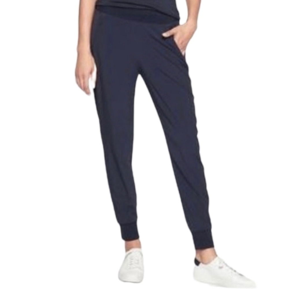 Athleta Soho Joggers Zipper Pockets Navy Blue 2 front zipper pockets